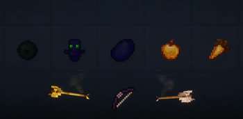Glowing Arrows, Moonstone(diamond), animated totem and eye 