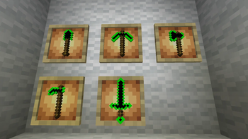 Diamond Sword, Shovel, Hoe, Pickaxe, and Axe
