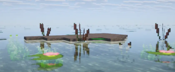 Closeup of delta lilies and cattails