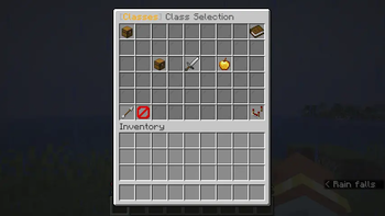 The class selection menu