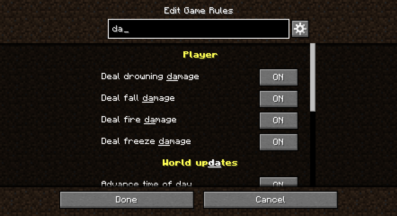 Edit Game Rules Screen