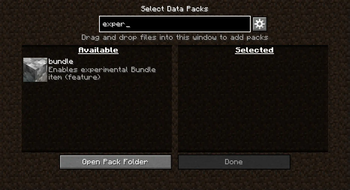 Select Data Packs Screen