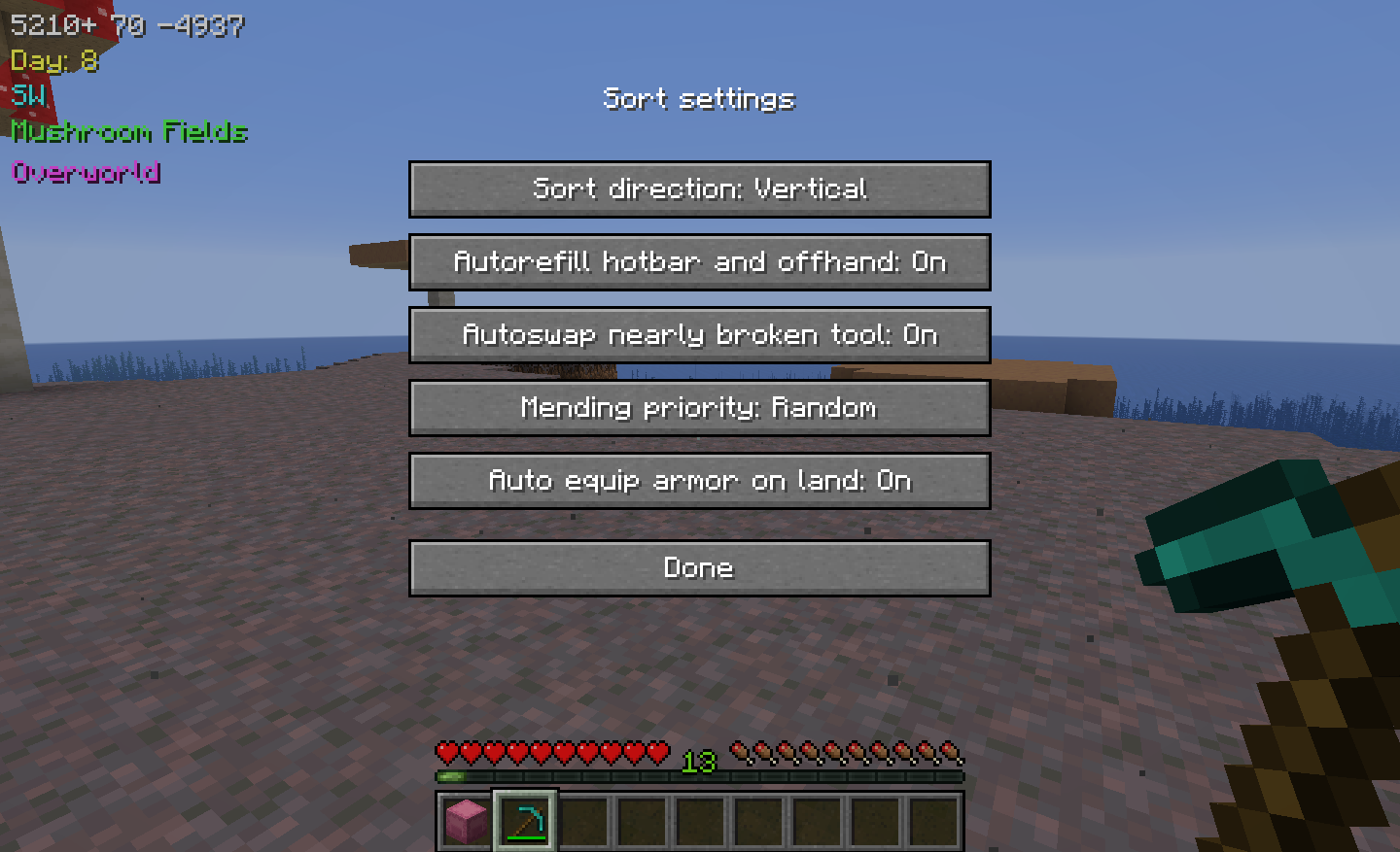 settings menu
