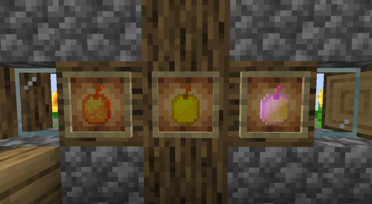 Pears in Glowing Item Frames.