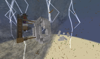 Airship got torn apart in a tornado