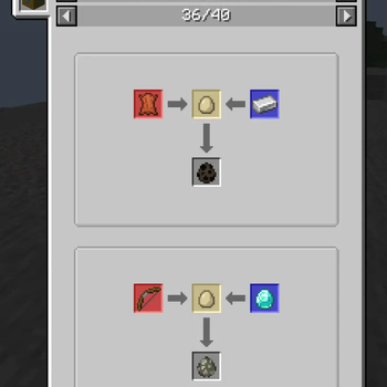 The JEI interface for the mod