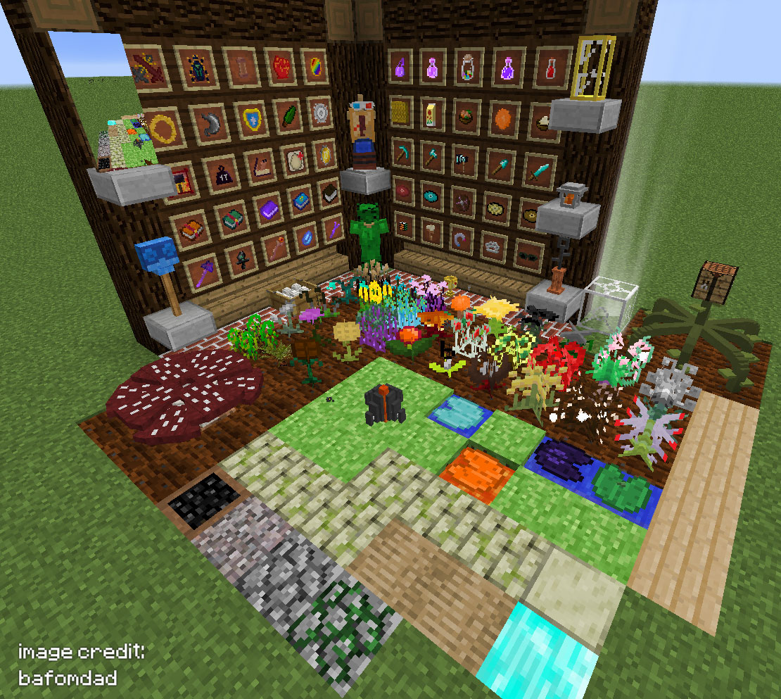 Showcase of all gear, crops and blocks.
