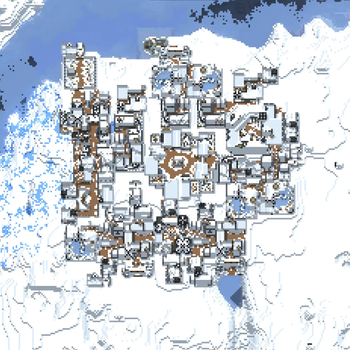 Snowy village on the Map