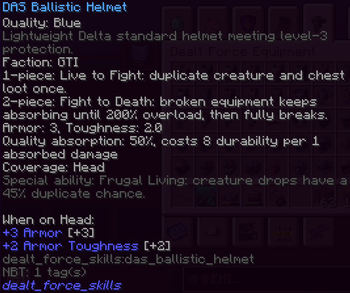 Equipment has its quality, effects, faction effects, and special