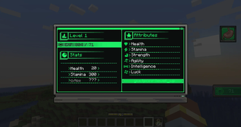 Character upgrade screen