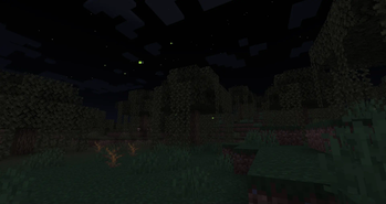 Fireflies in a swamp
