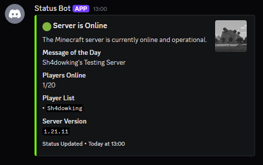 Custom Server Status Message (Online)