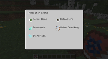 Alteration spell menu