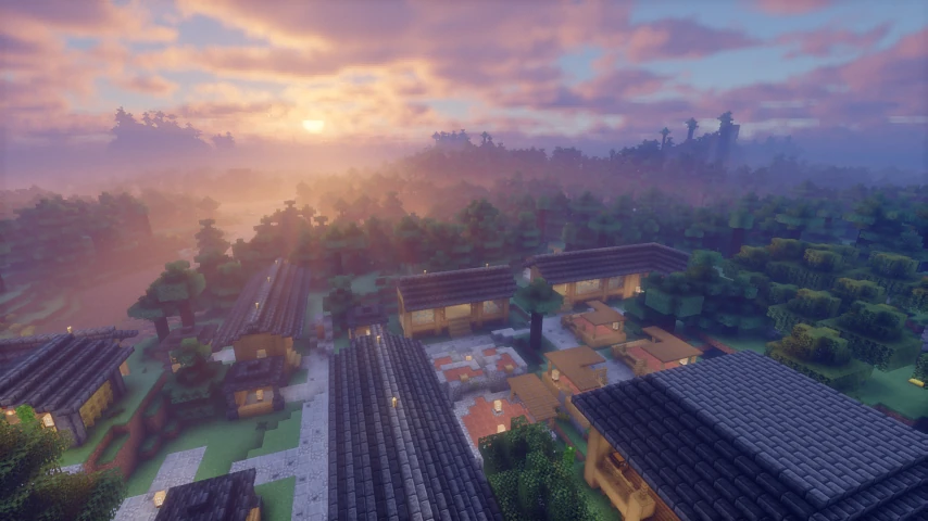 The hot spring village at dusk