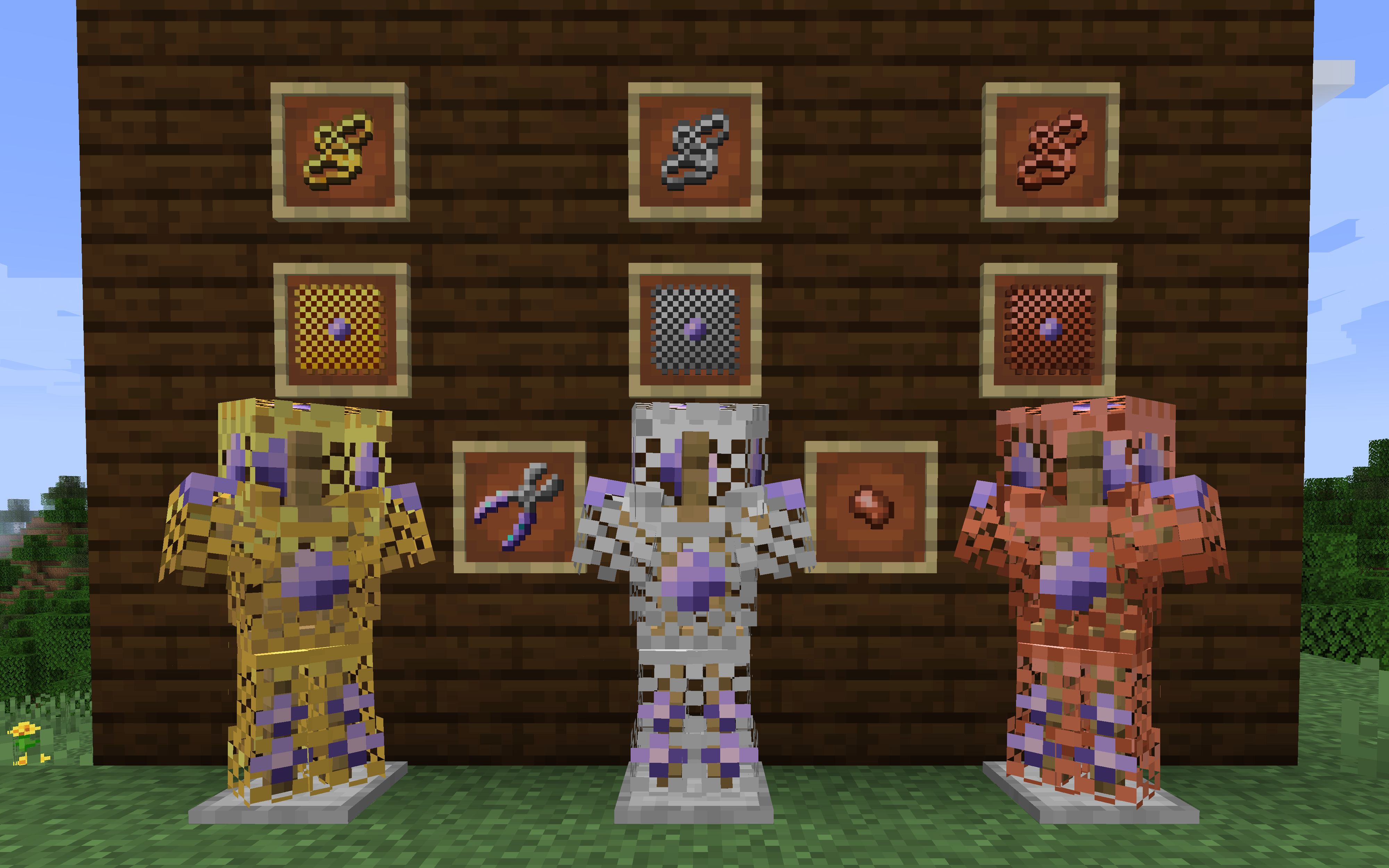 Diamethyst Gold, Iron, and Copper Chainmail Armor