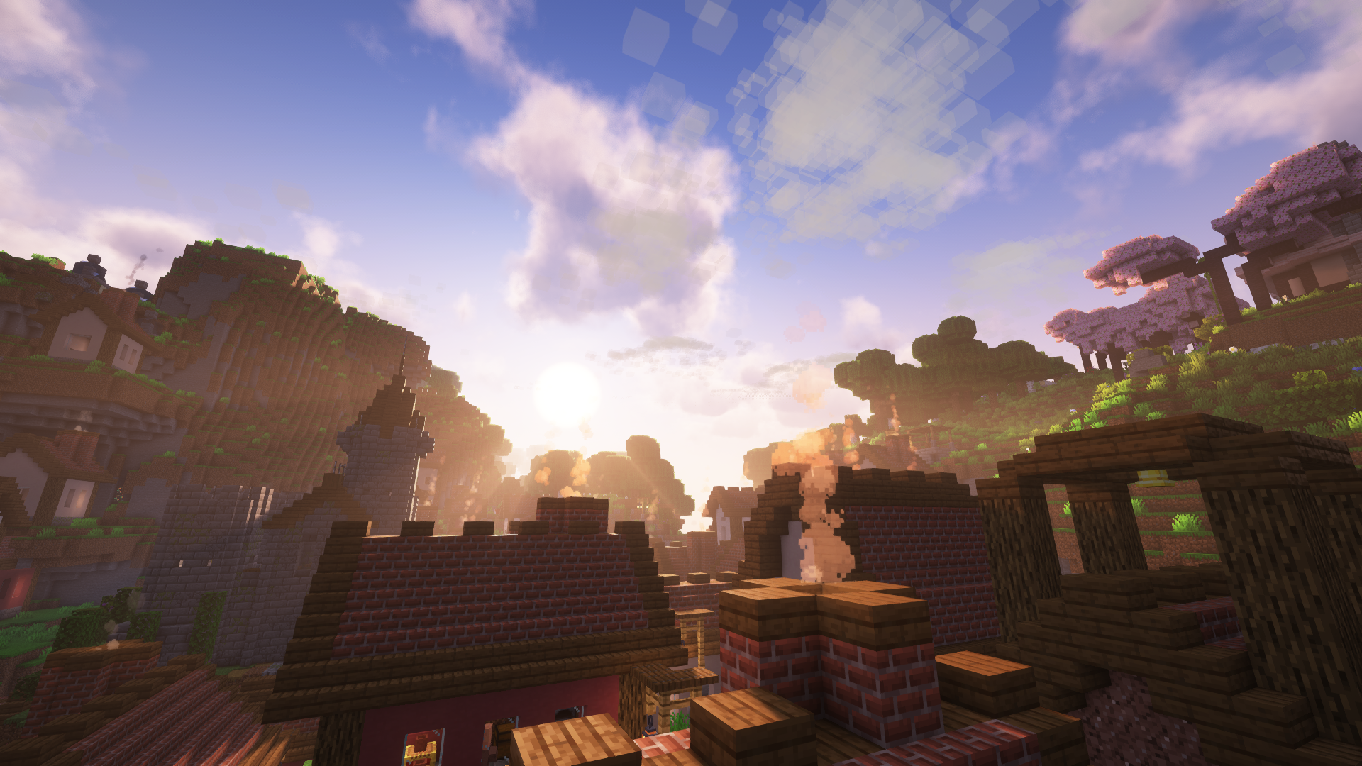 A Village illuminated by the sunrise