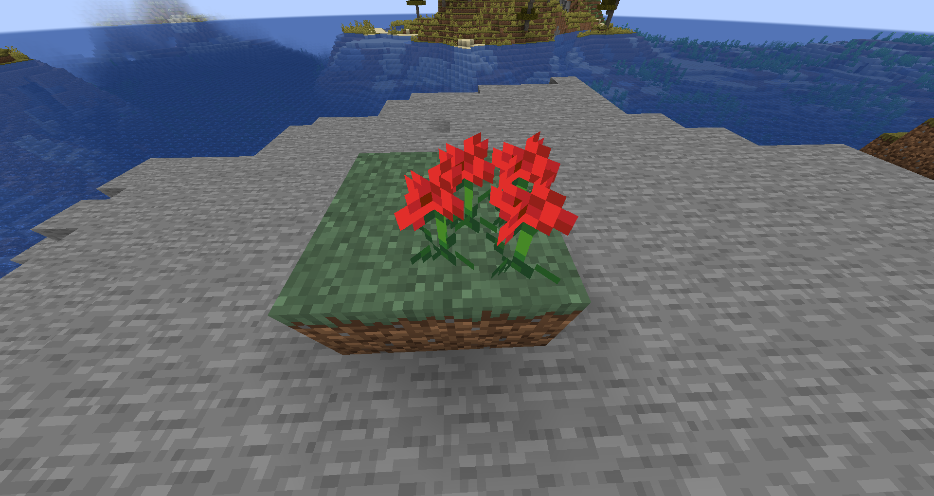 Four Flowers stacked onto one Block