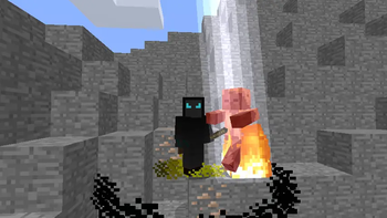 A lightning wand, being used on a husk.