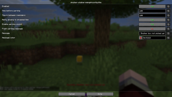 Config screen