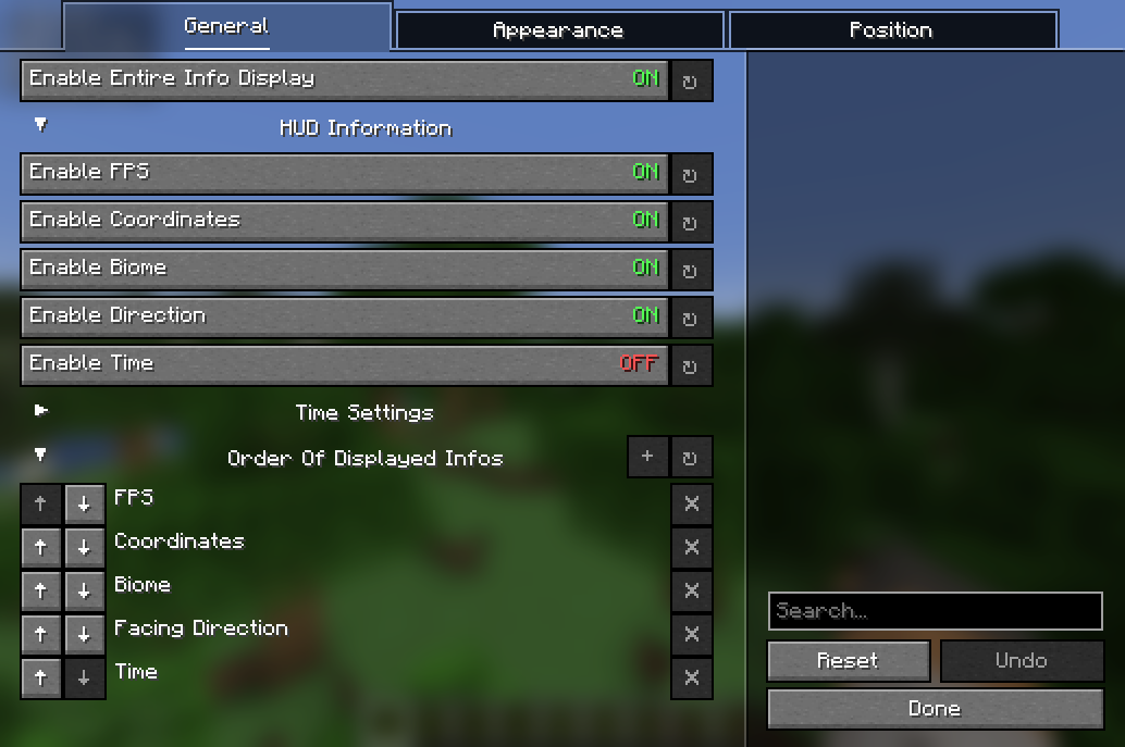 Simple Info Display - Minecraft Mod