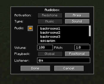 Redstone mode Audiobox GUI