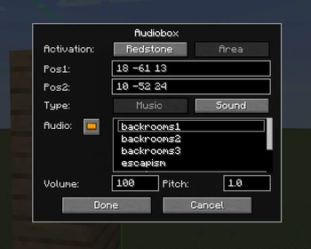 Area mode audiobox GUI