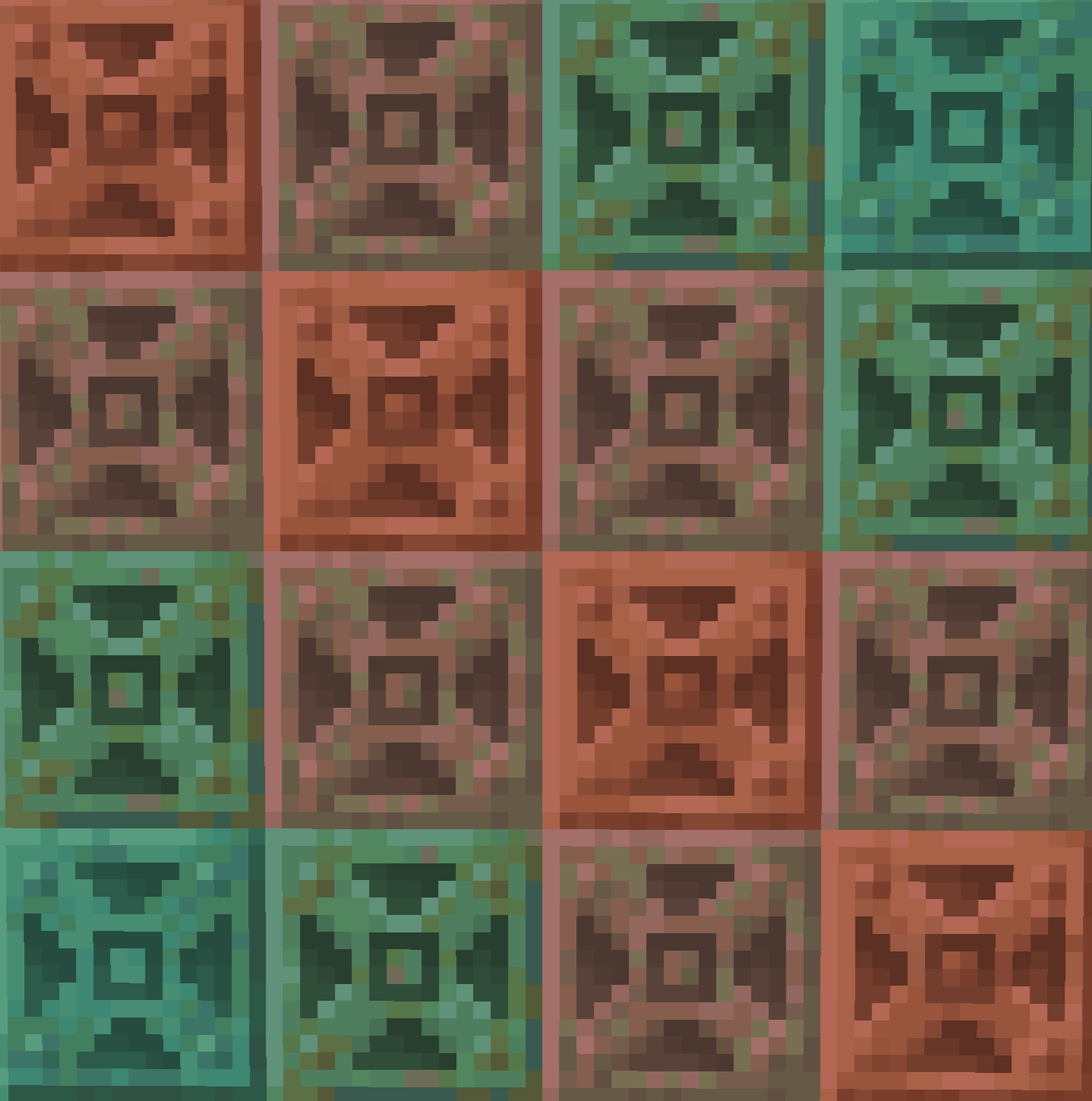 All variants of the chiseled copper block