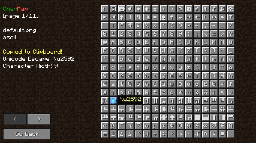 CharMap menu!
