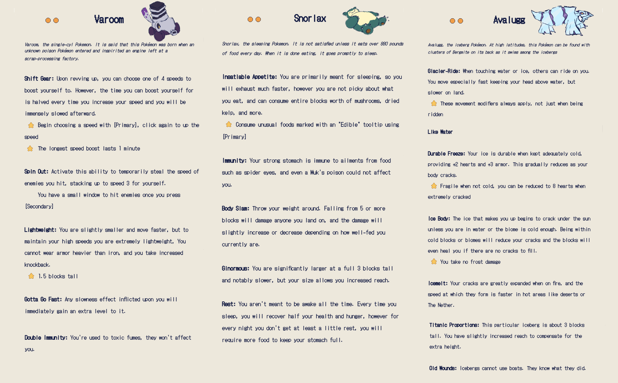 The third set's descriptions, which you can unspoil below to read