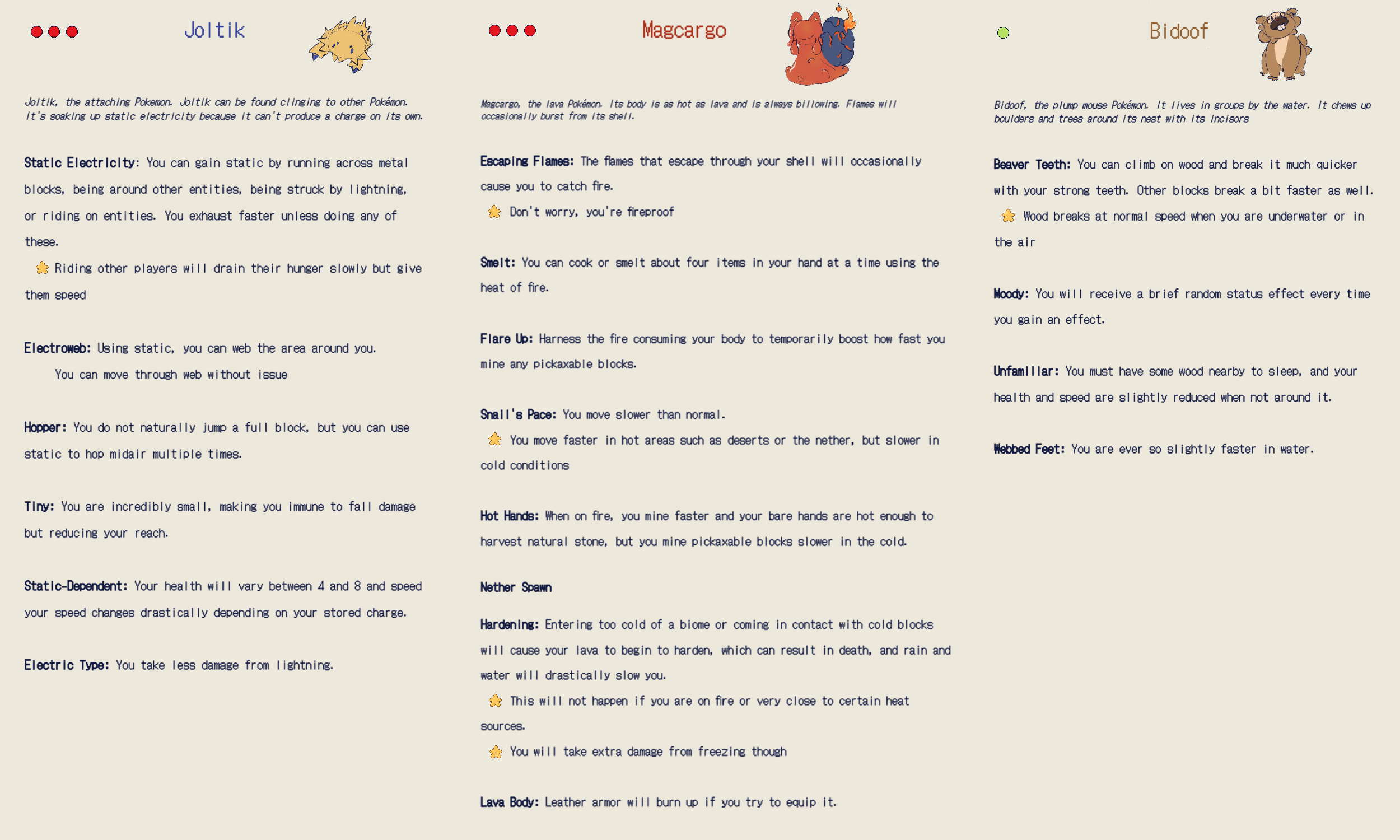 The second set's descriptions, you can unspoil to read them below