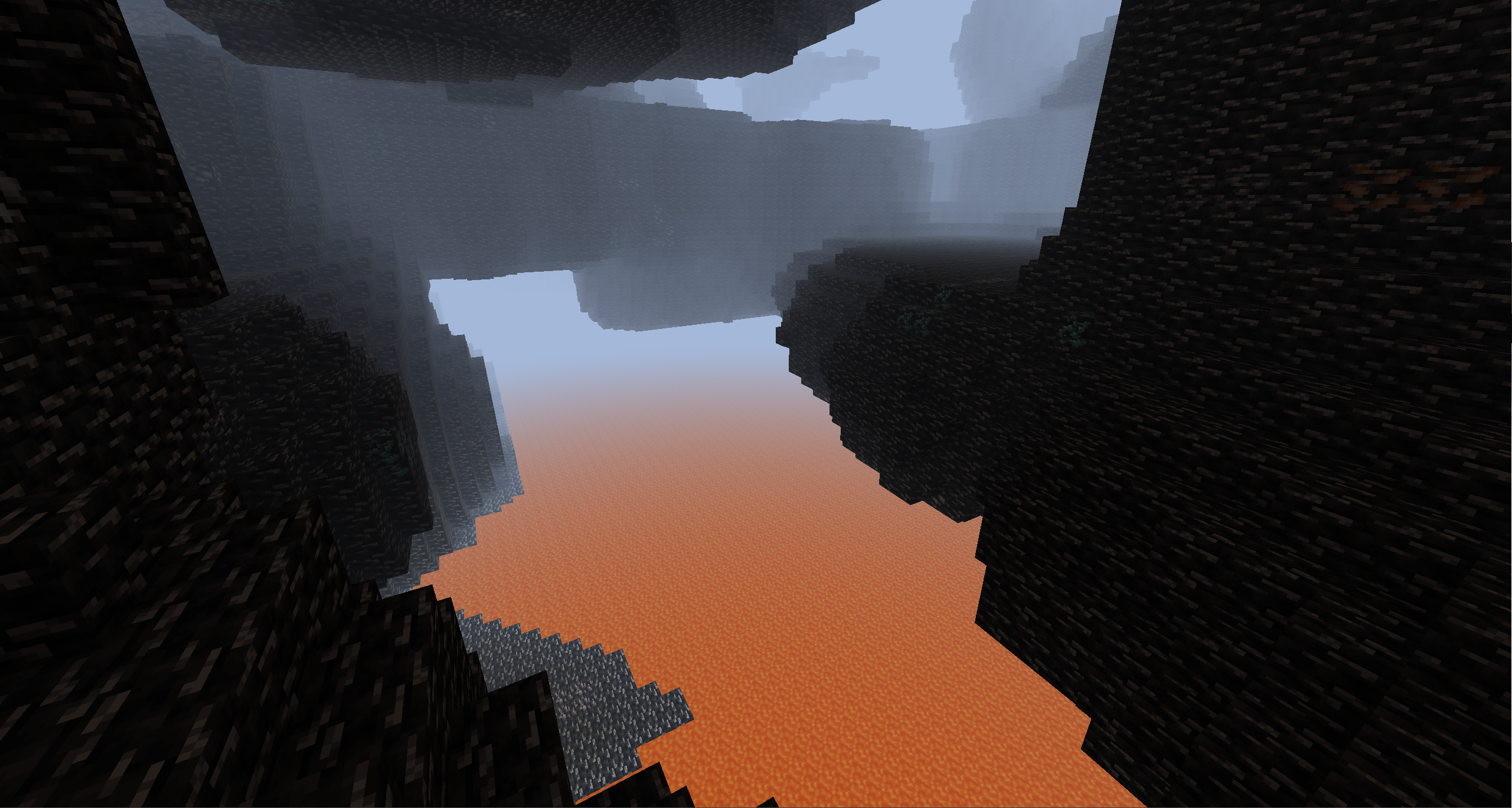 A picture of the lower levels of the Below Bedrock Caves (Powah! Rearchitected and TechReborn also installed)