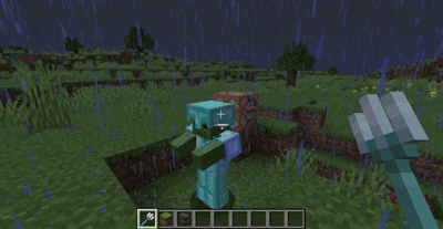 Lightning destroys cursed armor on zombie