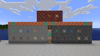 Glowing ores in light