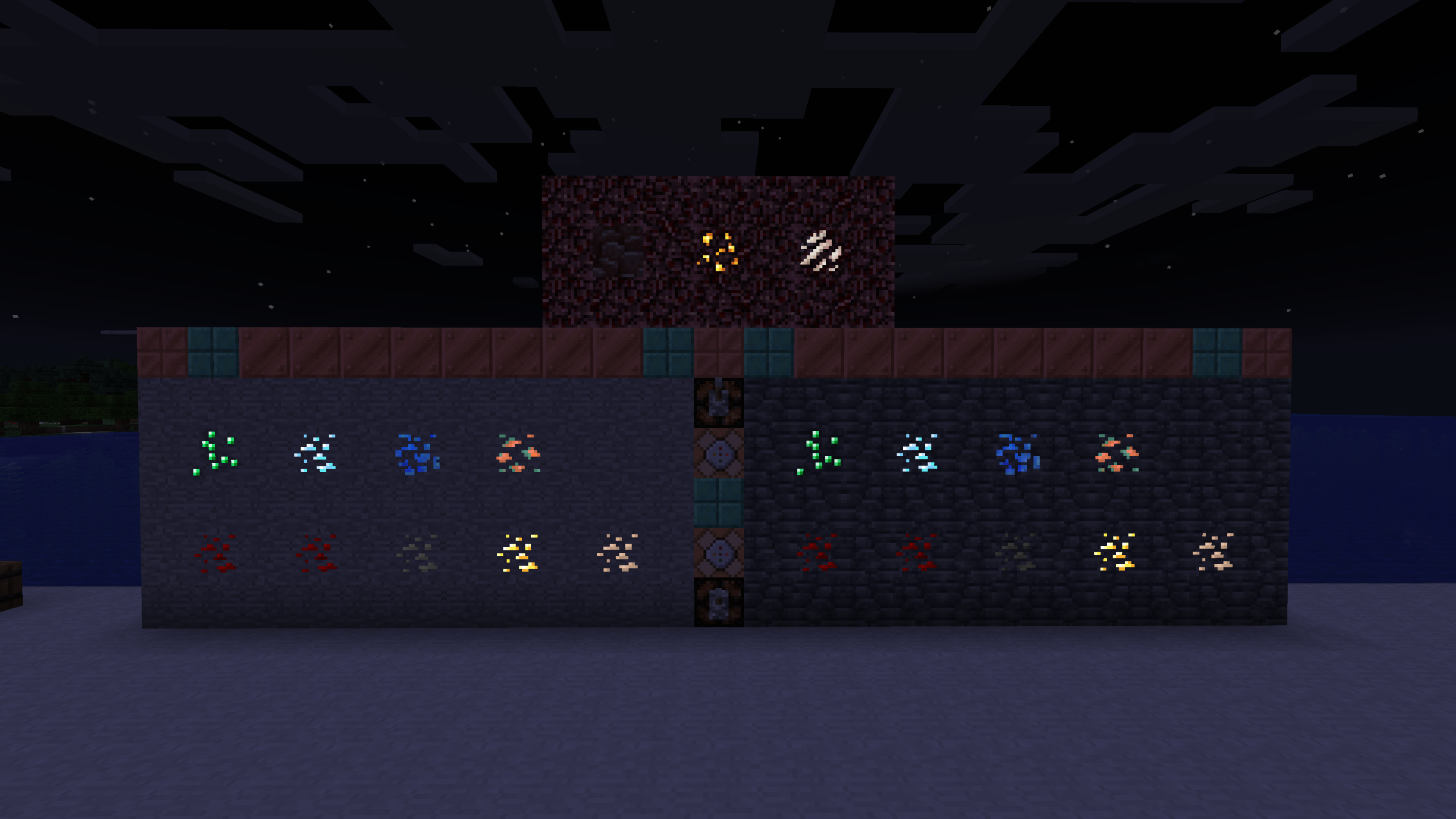 Glowing ores in dark