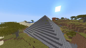 Brick pyramid with treasure.