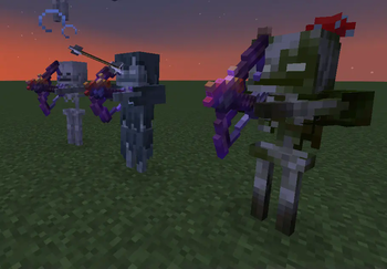 Skeletons shoot the correct arrow even the flaming arrows!
