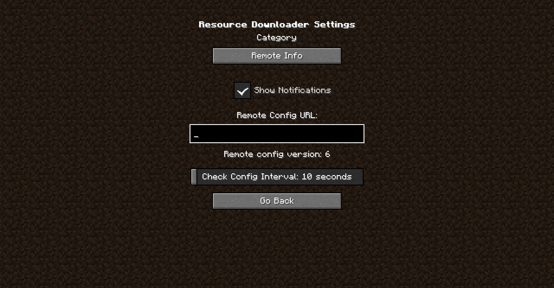 Resource Downloader Settings - Remote Info
