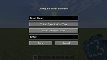 Ticket Blueprint Configuration Menu