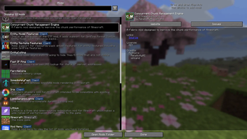 Mods menu