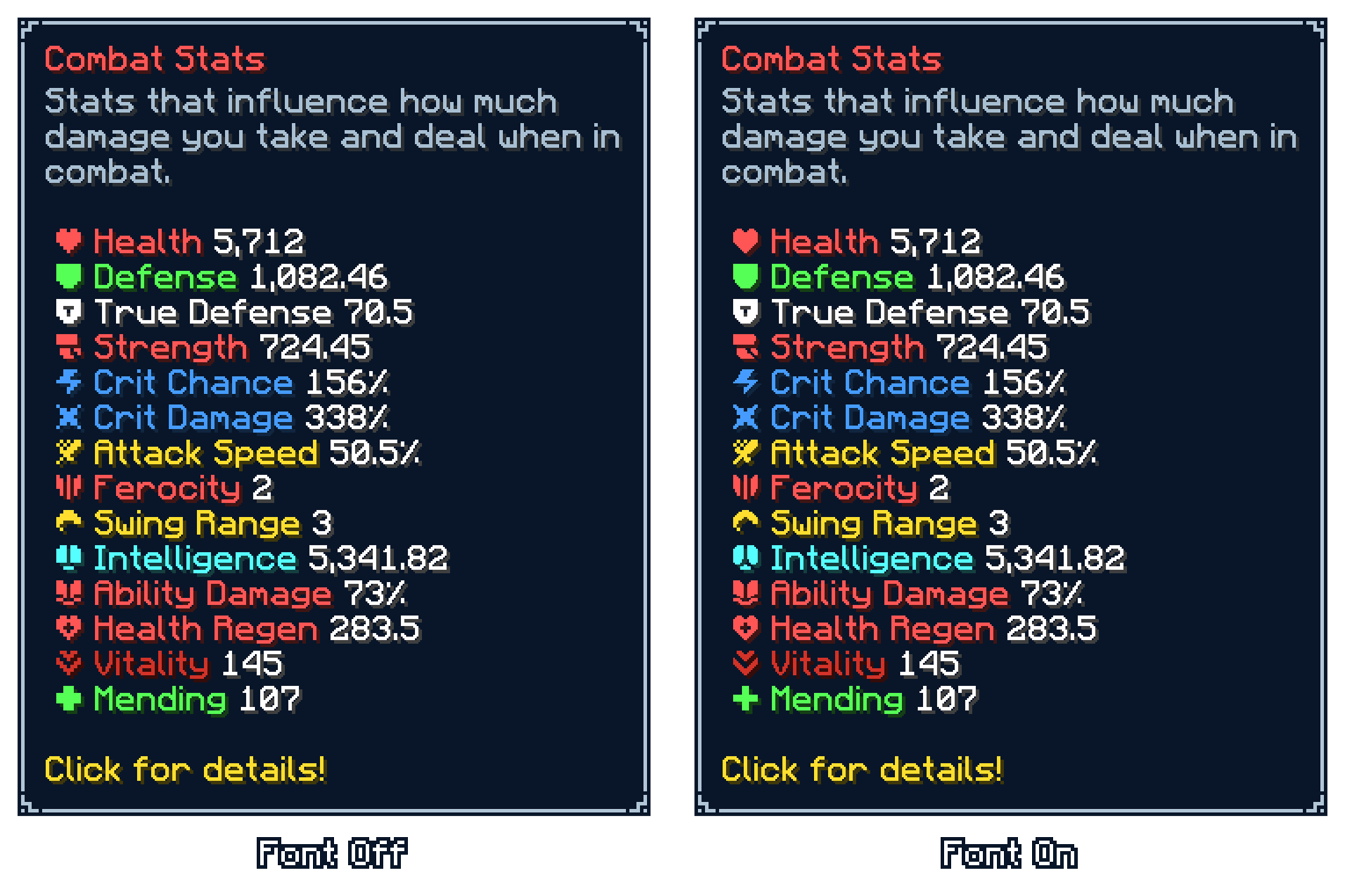 Icons comparison in Combat Stats menu