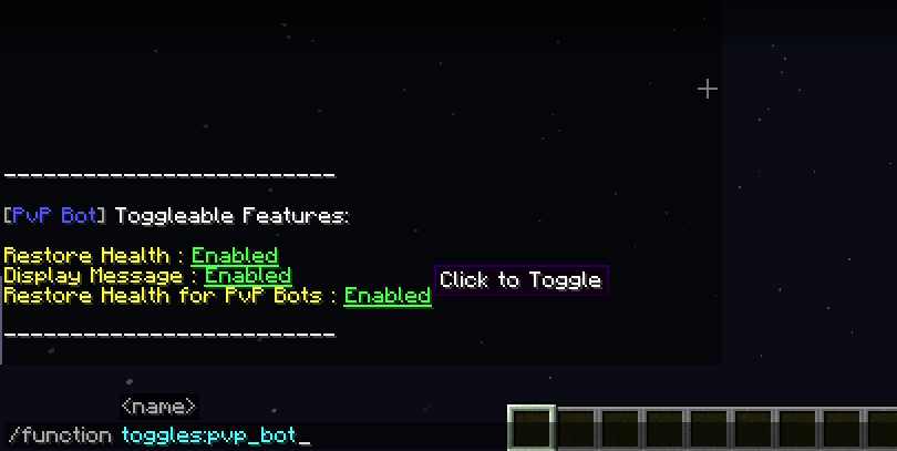 Toggleable features of PvP Bots