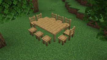 Tables, chairs and stools