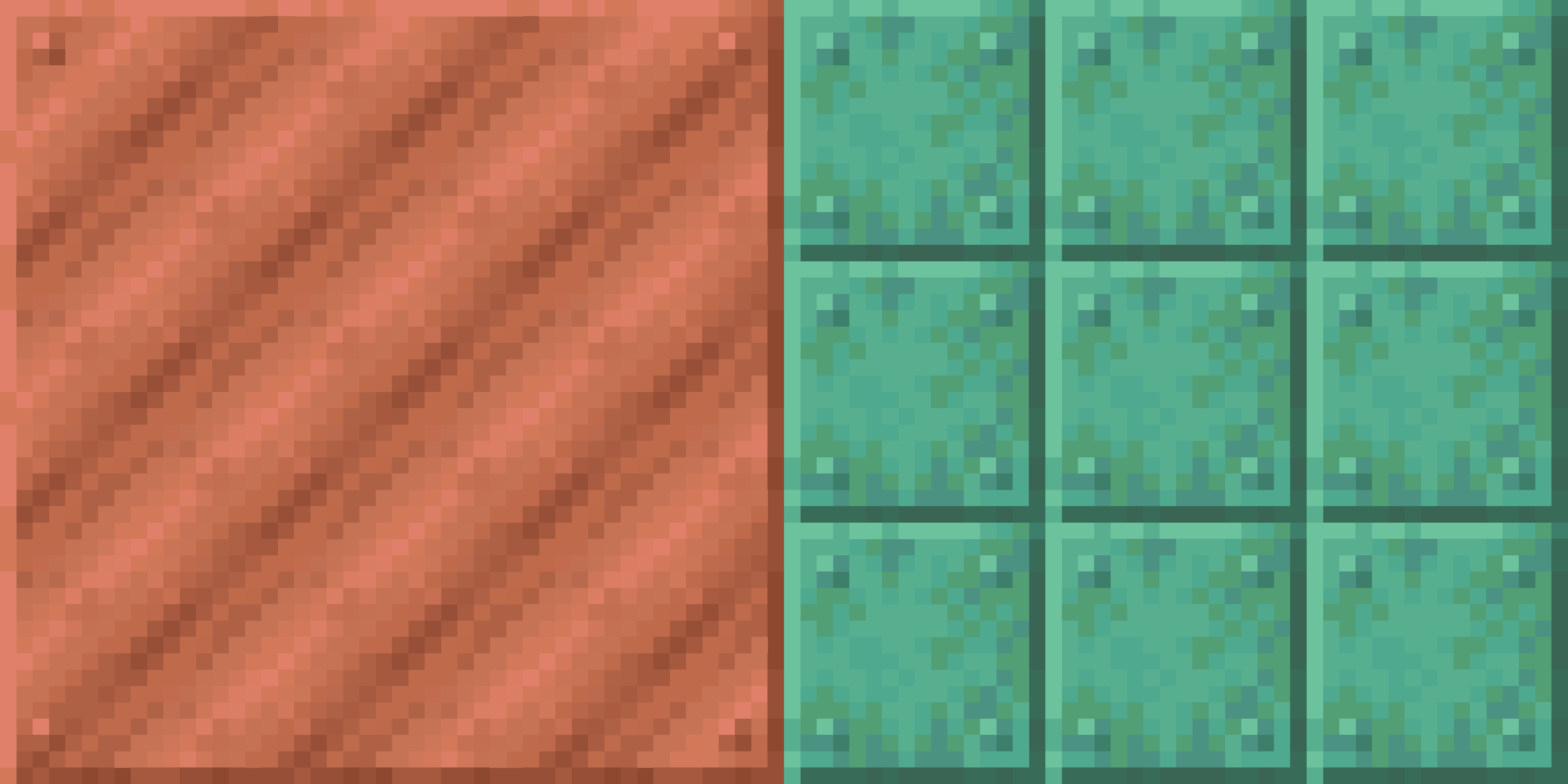 Here, the pack adds connected textures for both blocks but the oxidized copper have been disabled
