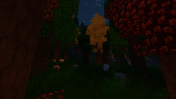 Glowing Hickory Forest at night