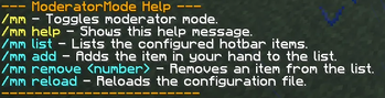 ModeratorMode Help Screen