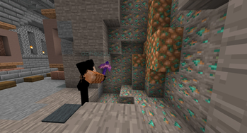 Player mining using a Copper Pickaxe & the Copper Coat