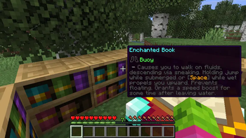 Enchanted book tooltip with chiseled bookshelf peeking