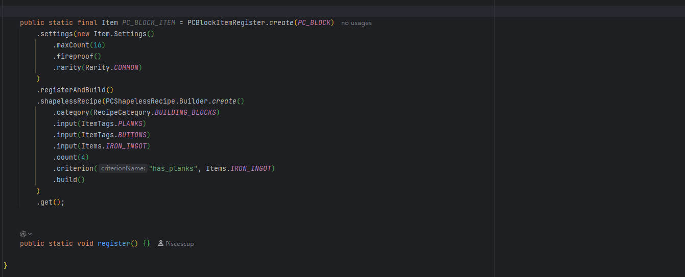 Register Block Items