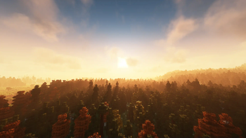 A rising sun over the forest