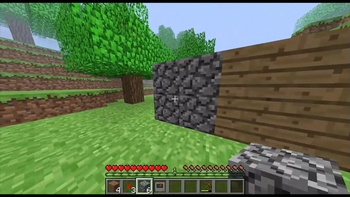 coblestone and wood planks